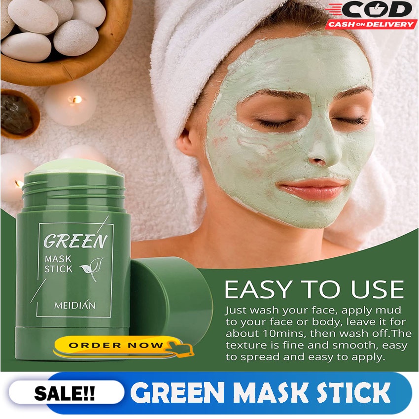 DBEST - [ COD ] MEIDIAN Green Mask Stick 100% Original Masker Wajah Green Tea Pembersih komedo Hidung &amp; Wajah