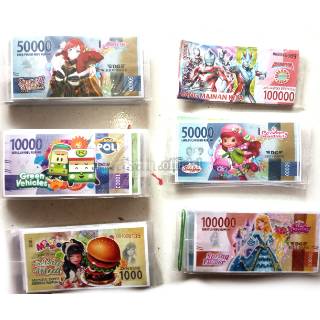  Uang mainan Anak  duitan Karakter Besar Money toys Isi 21 