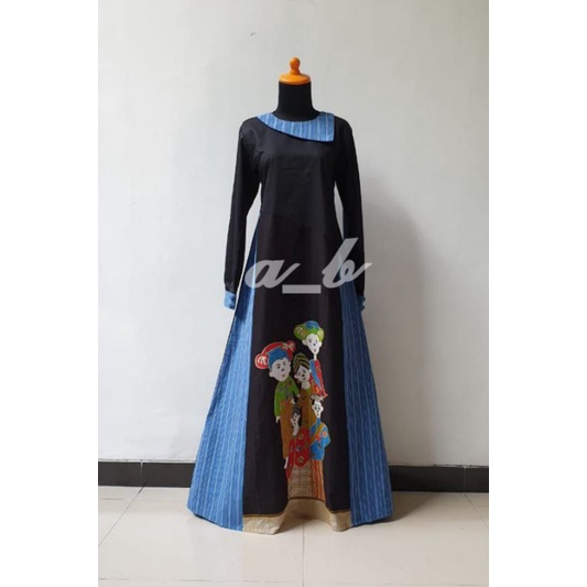 Wayang-Gamis Abaya Dress Batik Custom Size Custom Made Preorder Katun Toyobo Tenun Jumputan Brokat B