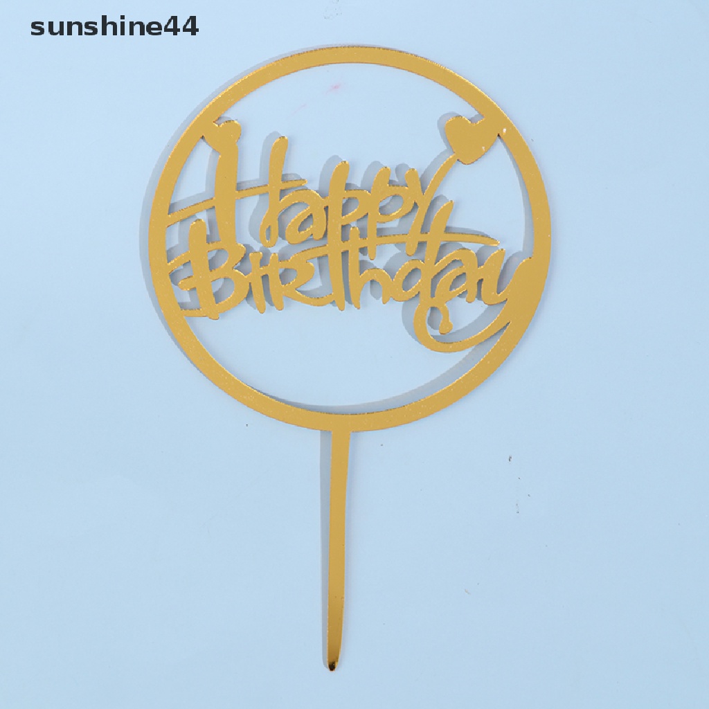 Sunshine Topper Kue Ulang Tahun Tulisan Happy Birthday Bahan Akrilik