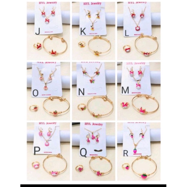 Samk245. Perhiasan xuping set anak anak lapis emas (kalung+anting+gelang+cincin)