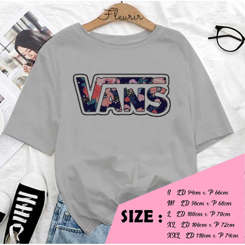 FLEURIR - KAOS VANS FLOWER WANITA DEWASA LENGAN PENDEK TEE UNISEX PRIA