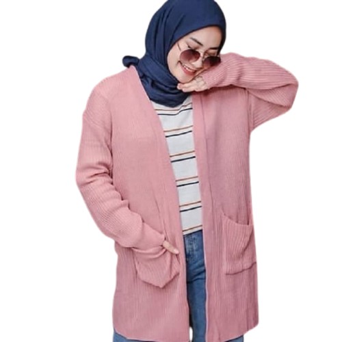 Cardigan Saku  - Long Cardy Rajut Murah - Kardigan Rajut Saku - long cardigan rajut - kardigan murah - long outer - pakaian rajut - cardigan