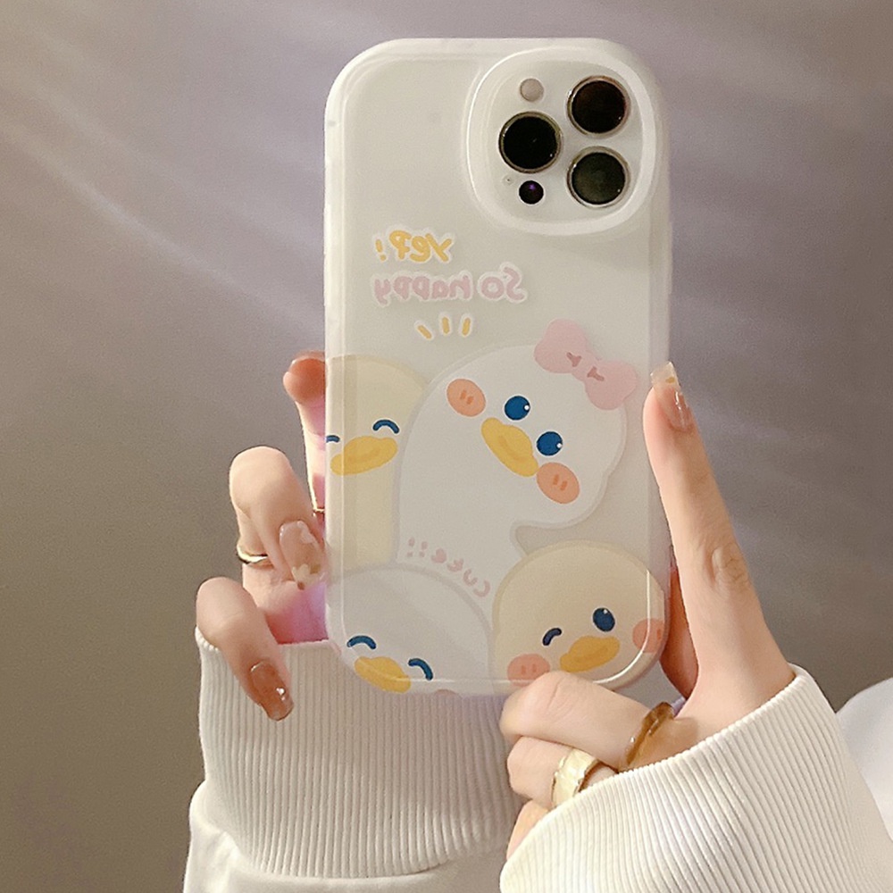 Case TPU Transparan Motif Kartun Bebek Untuk iPhone 11 7Plus 8Plus Xr XS Max 13 12 Pro Max 11 XSMAX 8p X 12