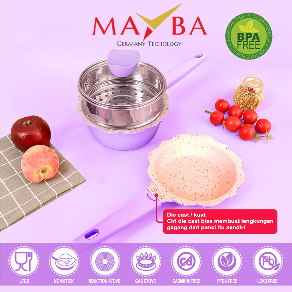 PANCI BAYI GOHAPPY - PANCI SET GOHAPPY Sakura Baby Pan Pink Peralatan anak bayi cookware set - Perlengkapan dapur Sauce pan Fry steamer- ANCI SET BABY FLOWER - WOK PAN FRYPAN PANCI SUSU MPASI BAYI - PANCI KUKUS BAYI - SAUCE PAN - MILK PAN - Panci Set