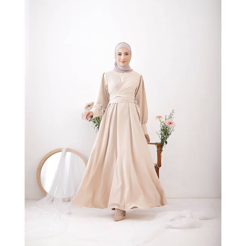 BAJU DRESS GAMIS BRUKAT  DEWASA TERBARU ABAYA MUSLIM SYAR'I MODERN LADY ZARA MAXI MODEL BALON - RAYA-COKSU