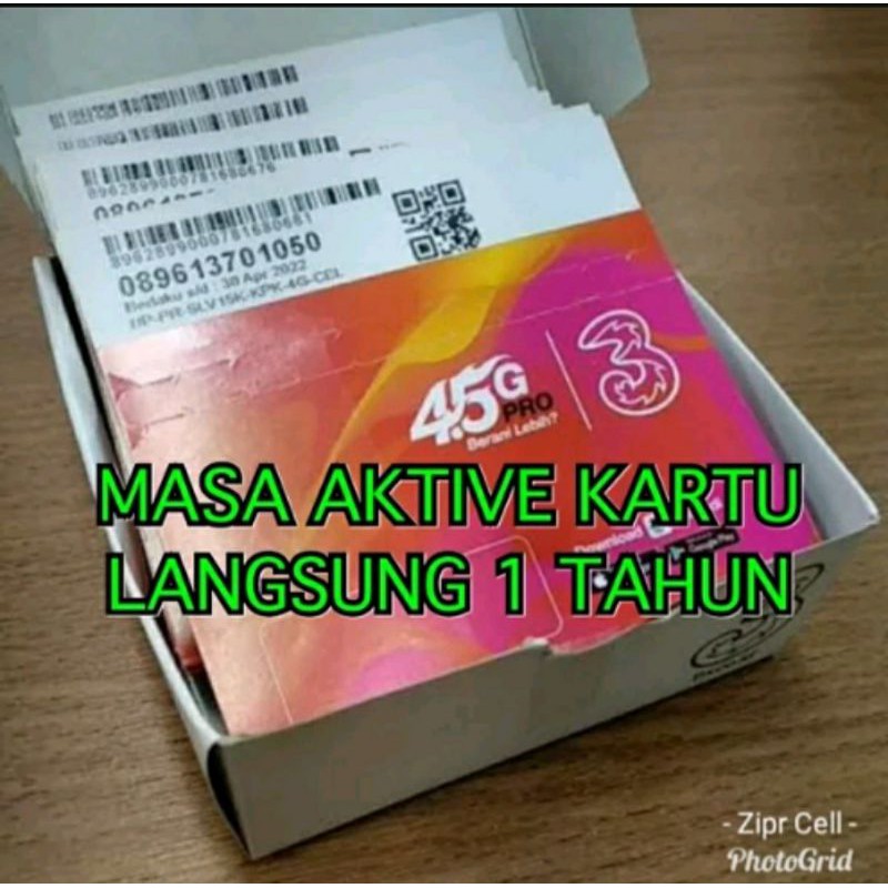Kartu Perdana Simcard 3 Tri Three 4G LTE AON MASA ACTIVE AKTIF AKTIP LANGSUNG 1 TAHUN Tlp 120 menit