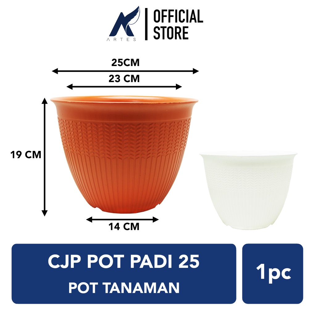 CJP-CITRA JAYA PLASTIK POT PADI 25 Tanaman-Tumbuhan Hias-Bunga-dll Plastik Warna Coklat-Putih Diamet