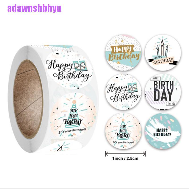 Stiker Tape Kertas Bentuk Bulat Motif Happy Birthday