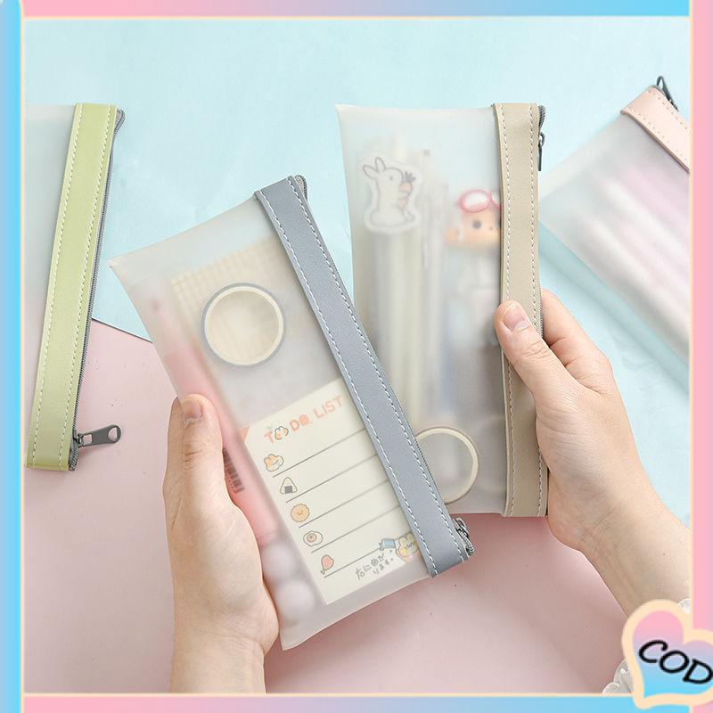 

COD❤️Kotak pensil transparan untuk anak perempuan kotak alat tulis siswa sekolah menengah berkapasitas besar yang sederhana-A.one
