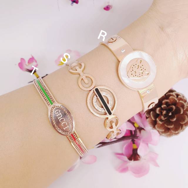 Gelang bangle korea asli titanium anti karat dan alergi GBT-24