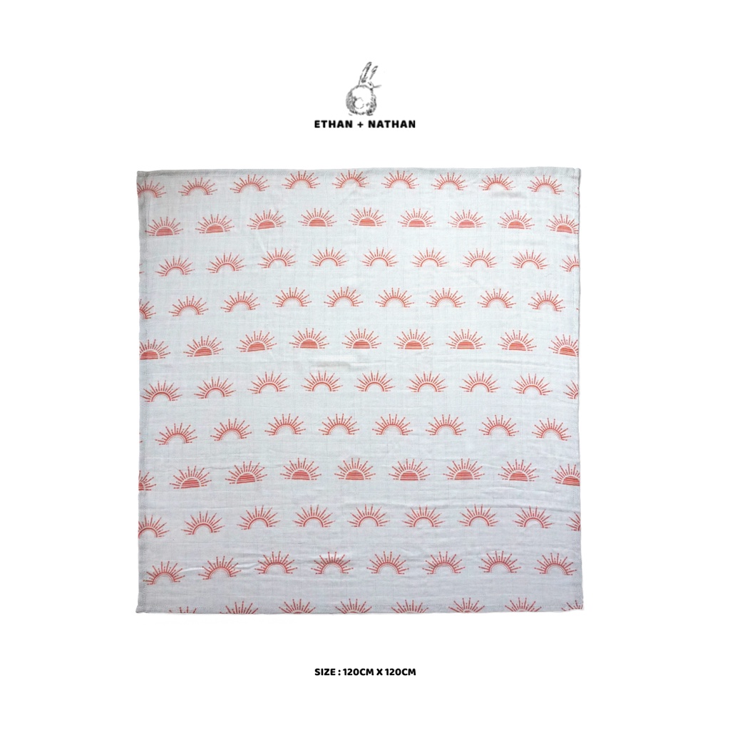 Ethan+Nathan Swaddle Blanket / Bedong Bayi Pattern - Orange Sun