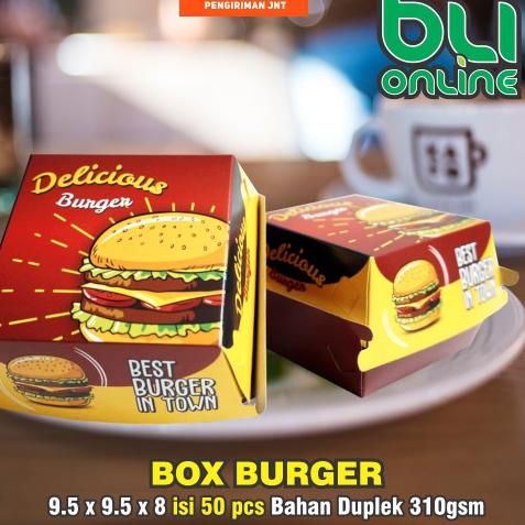 

Trend - Kotak Burger 9.5x9.5x8 isi 50 pcs / Dus Burger / Box Burger / Kemasan Burger /Packaging Burger ダ