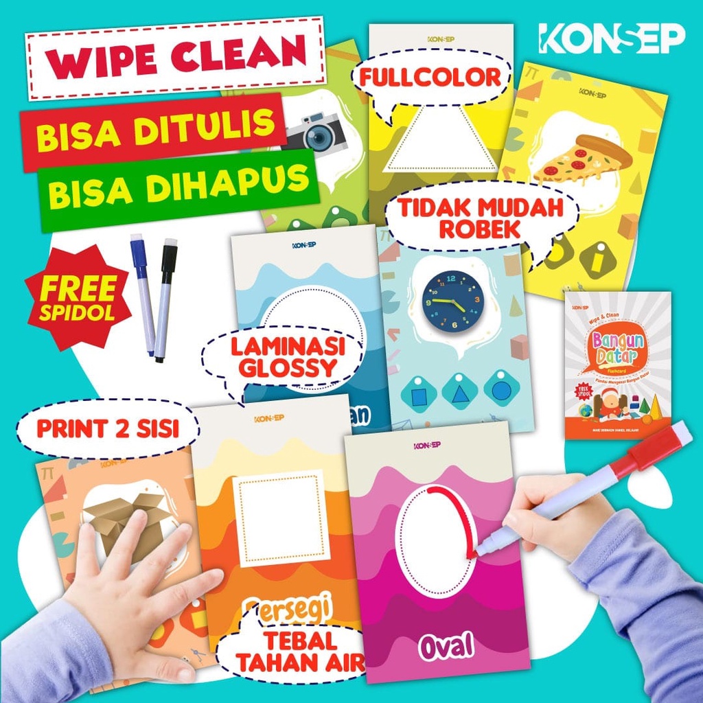 [FREE SPIDOL] Konsep Flashcard Wipe and Clean / Flash Card / Mainan Edukasi Kartu Pintar Anak Balita