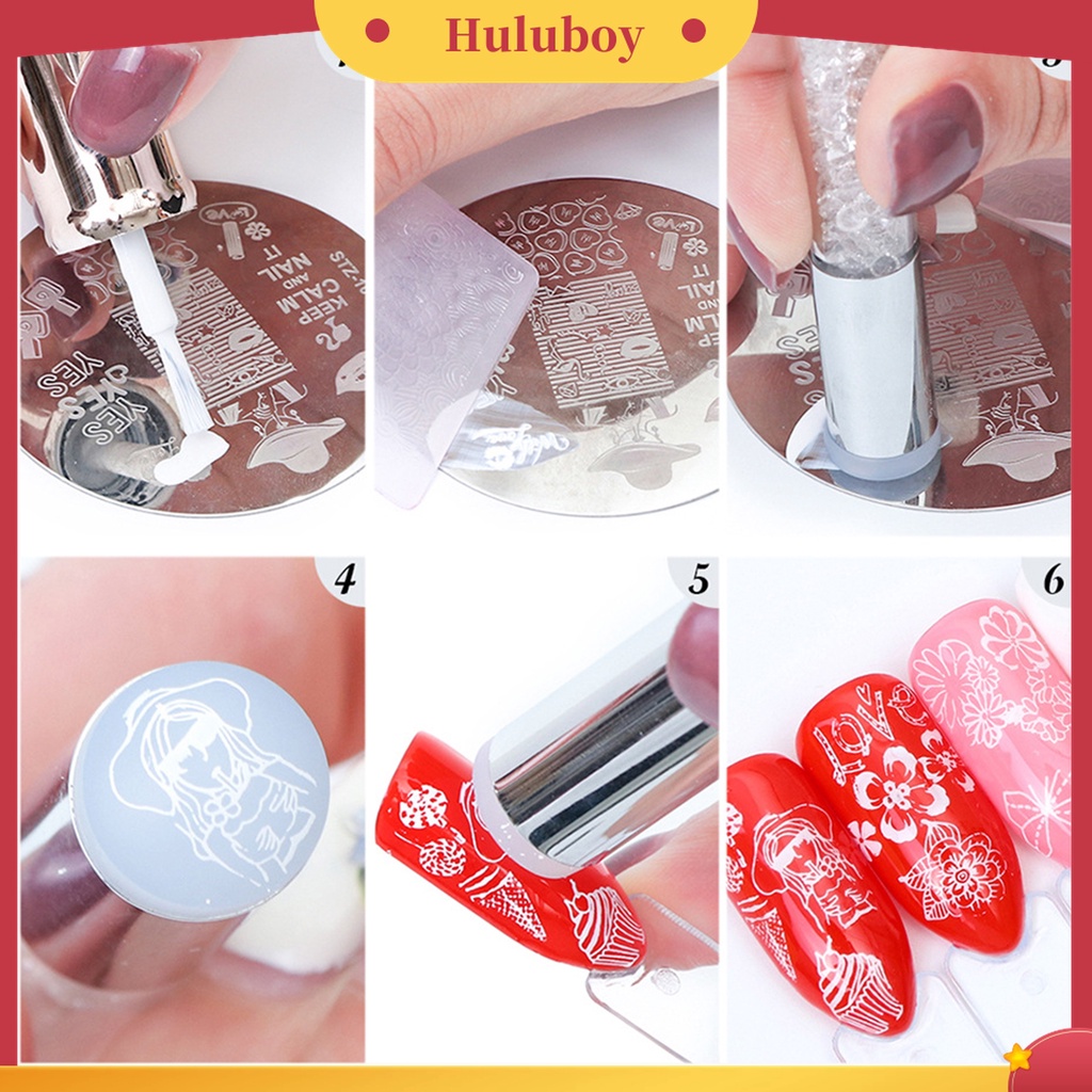 Huluboy Huluboy♡ Plat Stempel Kuku Bahan Stainless Steel Untuk Manicure