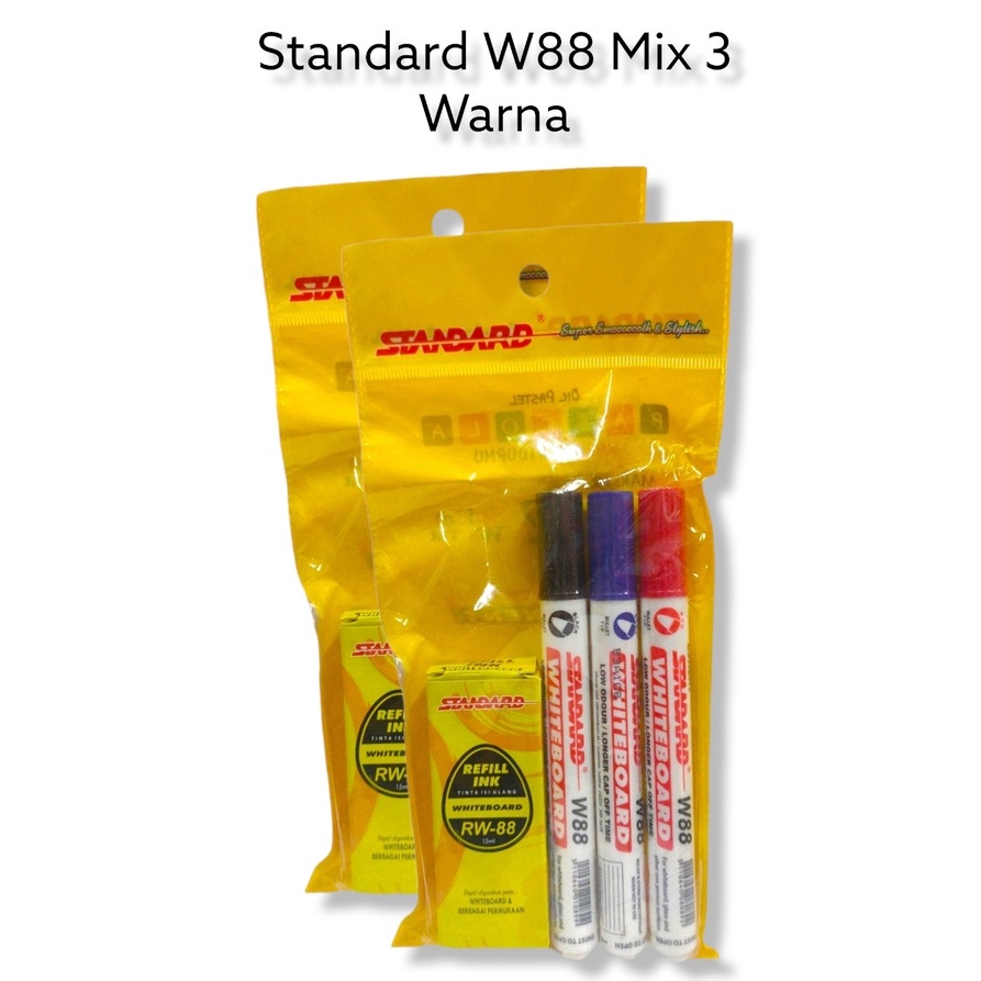 

Spidol White Board W88 Standard White Board Standar Mix 3 Warna + Refil White Board Black 1 Set - SHAGB