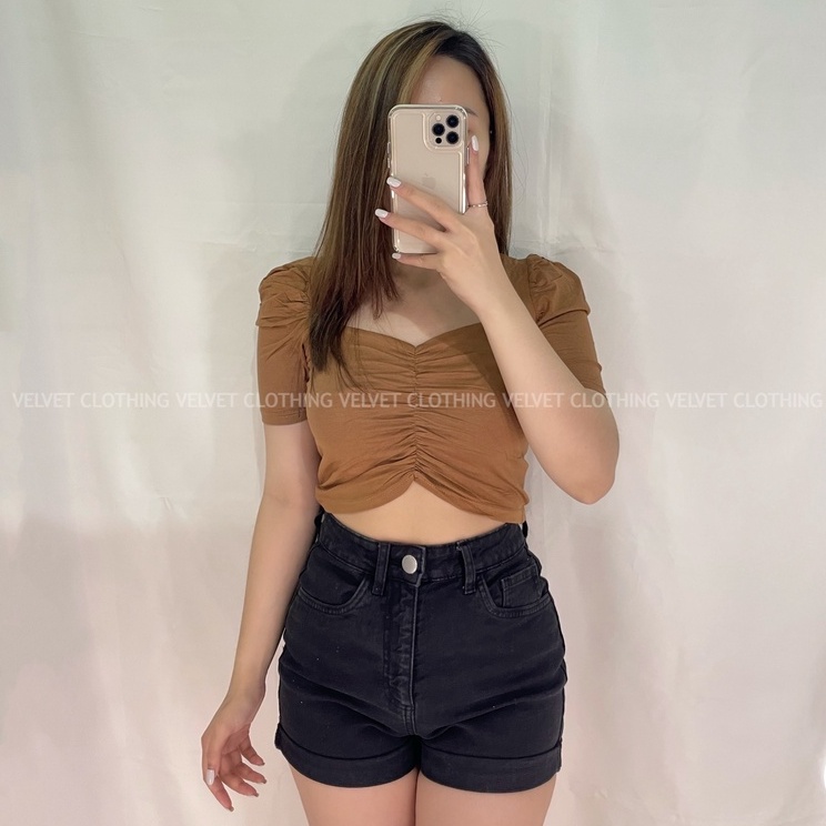 Crop Top Kerut Wanita / Crop wanita import / Croptop polos wanita / Atasan Crop Wanita 4296