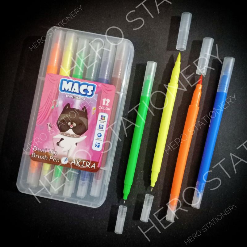 

Pen brush pen dual tip MACS set 12 warna