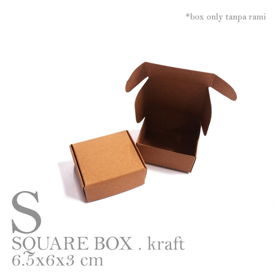 

kardus dus box square paperbox small size brown kraft kotak kemasan packaging hampers ukuran 6.5x6x3cm