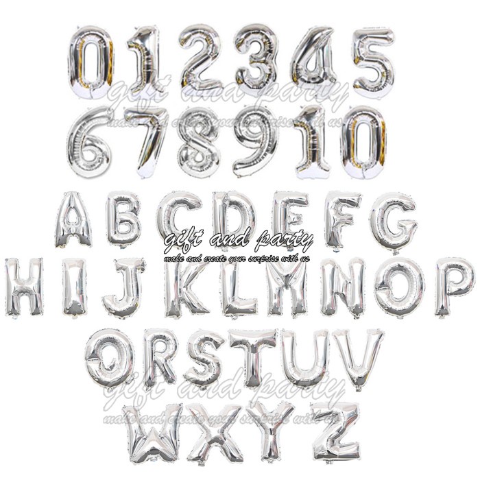 Balon Huruf Silver / Balon Foil Huruf / Balon Huruf