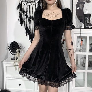 Casual Lace Edge Vintage Classic Black Dress 8623 (S/M/L)