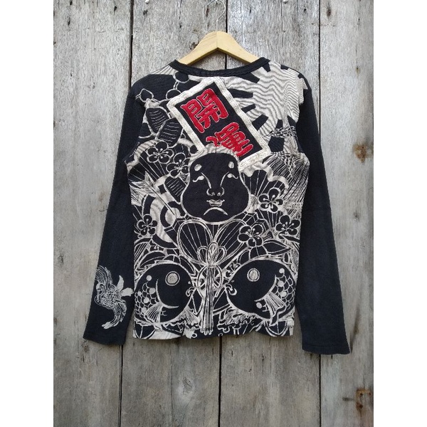 kaos longsleeve sukajan bordir logo like evisu second original