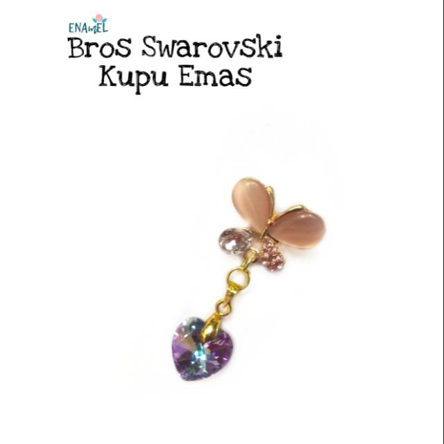 Bros Swarovski Original bentuk kupu emas