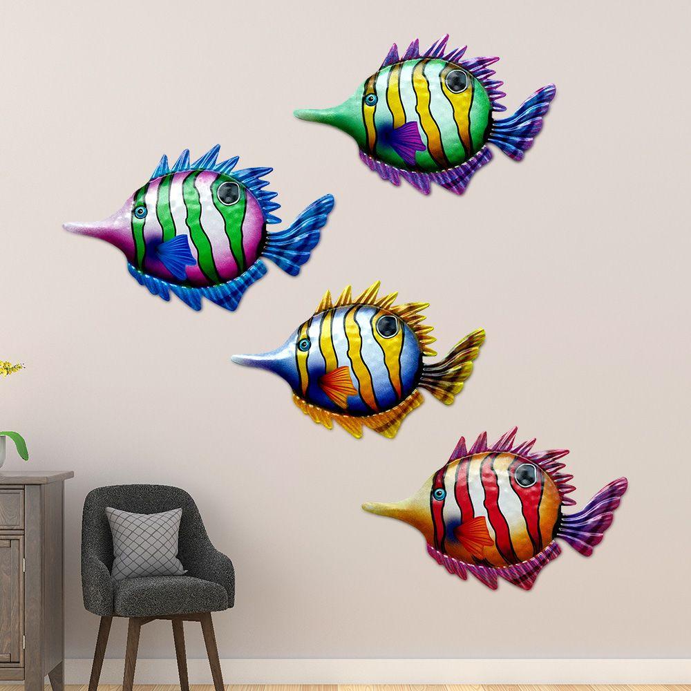 Populer Ikan Logam Hiasan Dinding Rumah Artwork Patung Indoor Outdoor Halaman Hiasan Gantung