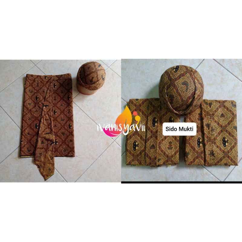 Set Jarik INSTAN + Blangkon (ModeL Jawa/ Sunda), Motif Sido Mukti