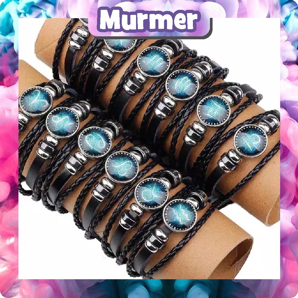 MurmerOfficial A001 Gelang Zodiak Tangan Wanita Pria Strap kepang Zodiac Fashion Korea Murah Simple