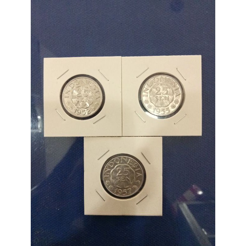 coin kuno set THN 25 sen terdiri 3 keping 1952/1955/1957