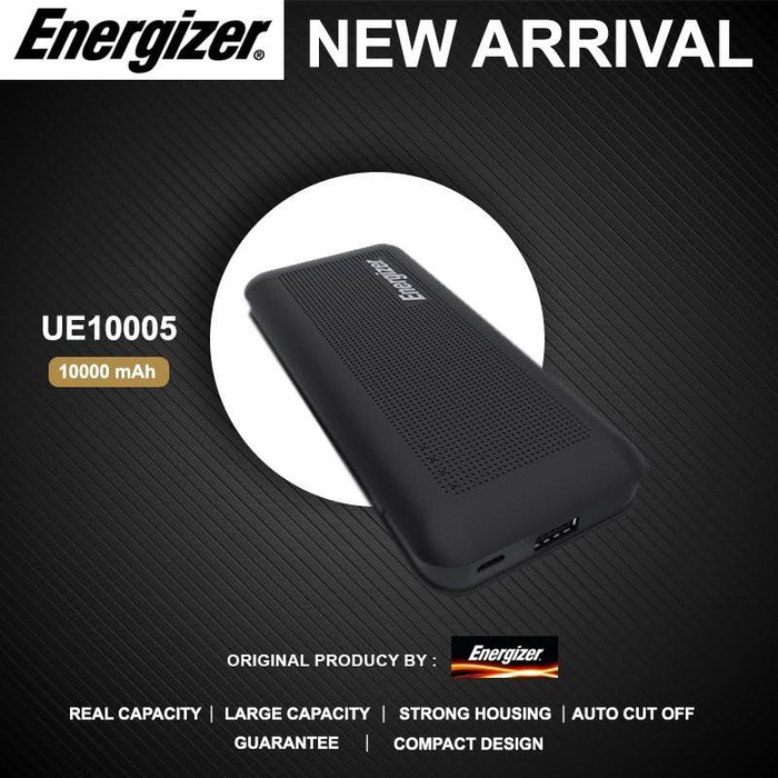 Powerbank Energizer UE10005 Original 10.000 MAh REAL CAPACITY - Hitam