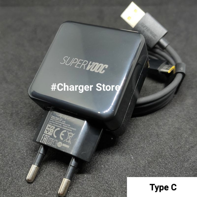 Charger Oppo Hitam 5V 4A Type C SUPER VOOC Fast Charging