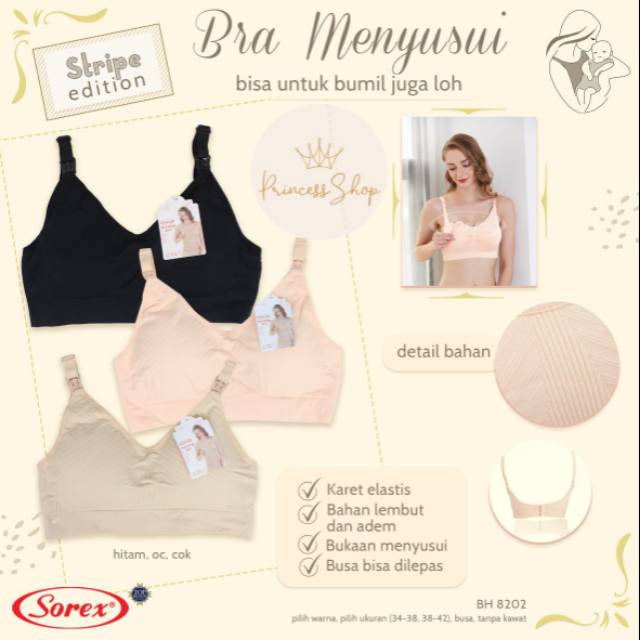 Sorex Bra Menyusui Nursing Bra Kait 3 Setara Cup B Busa Sedang Tanpa Kawat 8202