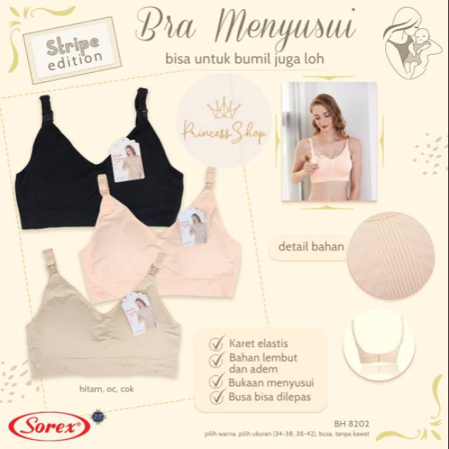 Sorex Bra Menyusui Nursing Bra Kait 3 Setara Cup B Busa Sedang Tanpa Kawat 8202