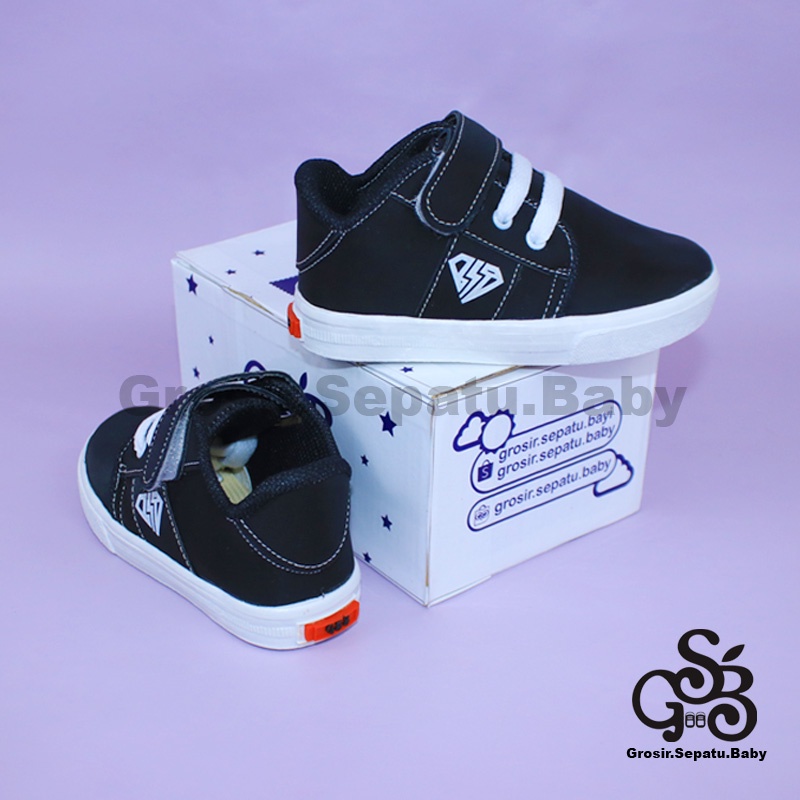 sepatu anak sneakers sepatu anak laki laki sepatu anak perempuan model casual strap kids HITAM polos ringan fleksibel &amp; Anti Slip