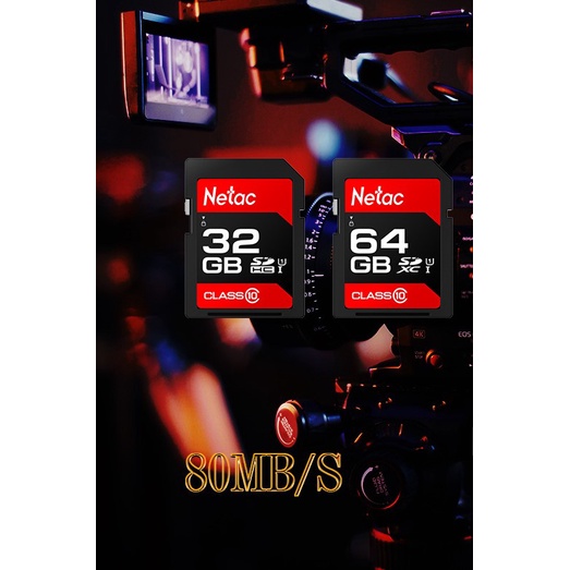 Netac Camera Class 10 SDHC / SDXC 80Mbps SD Card 64GB 32GB TF FAST UHS kartu memori SD kamera kelas 10