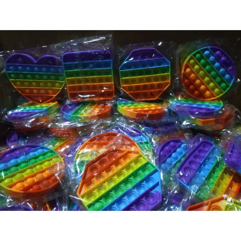 BUBBLE POP IT FIDGET TOY RAINBOW ukuran 12x12 || MAINAN EDUKASI ANAK KARAKTER PUSH POP IT-1