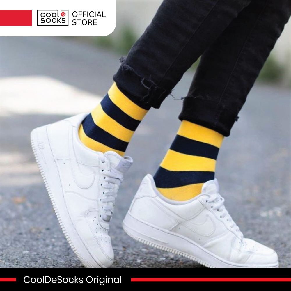 Kaos Kaki CoolDeSocks Original | Striped (Black Yellow)