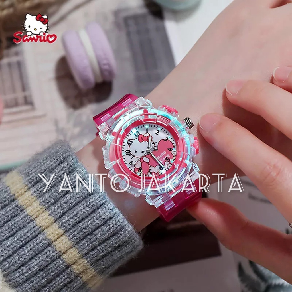 JAM TANGAN HELLO KITTY ANAK PEREMPUAN LAMPU WARNA WARNI