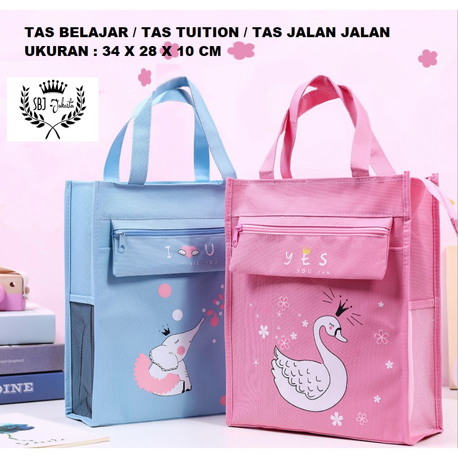 Tas Belajar / Tas sekolah / Tas Kursus anak Tote Bag / MESSENGER BAG anak motif kartun