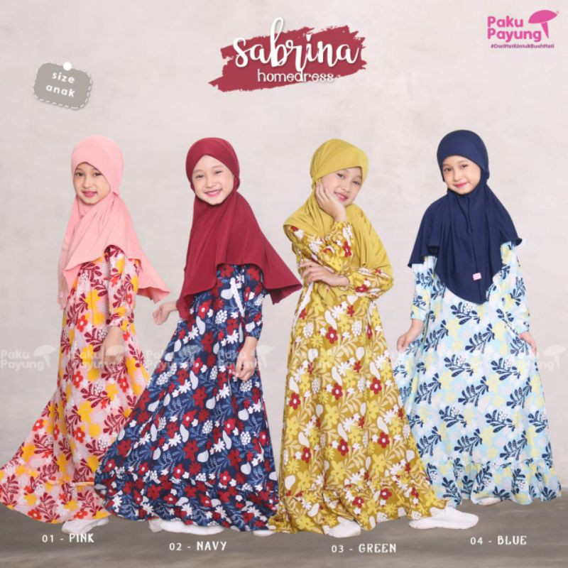 GAMIS SET HIJAB ORI ANAK DAN REMAJA / GAMIS SABRINA BRAND PAKU PAYUNG TERBARU / KATUN RAYON