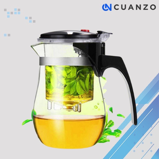 One Two Cups Teko Pitcher Teh Chinese Teapot Maker 500ml / Teko Teh Dengan Saringan Kaca Estetik Tahan Panas / Infuser Teapot Teko Kaca Dual Fungsi / Pitcher Teh Poci Chinese Filter Saringan Stainless Steel / Teko Kaca Bening Air Minum Kotak Murah Origina