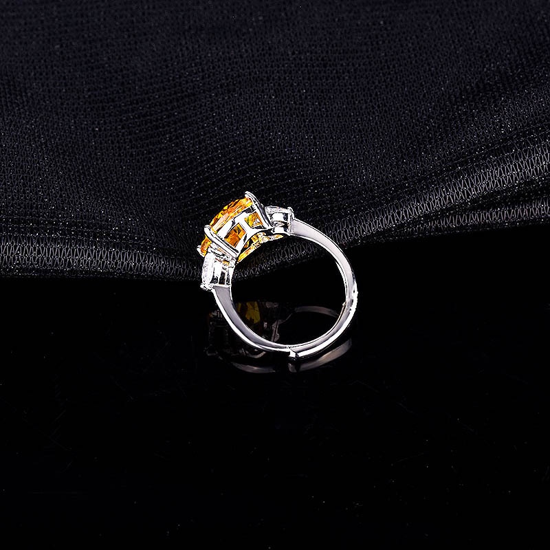 perak asli 925 cincin Wanita Kepribadian Kreatif Sederhana Kuning Batu Permata Cincin Dapat Disesuaikan Fashion Perhiasan CCC76