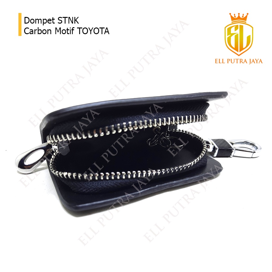 Dompet STNK Gantungan Kunci Motif Carbon Hitam Logo Toyota