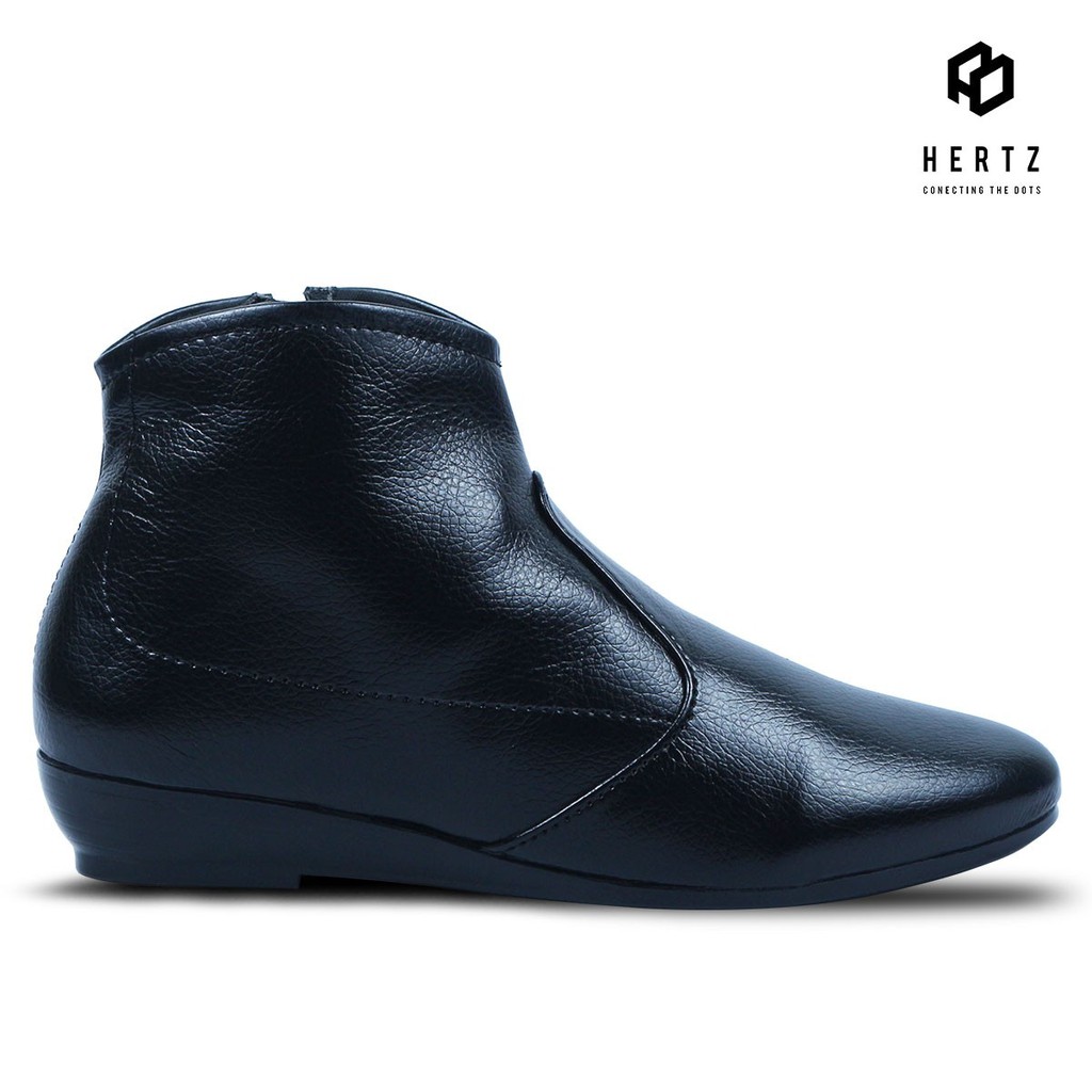 Sepatu Boot Wanita Terbaru H 2385 Brand Hertz Sepatu Boot Velcro Casual Sintetis Warna Hitam