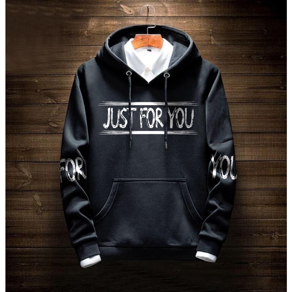 Hoodie Pria / Hodie Pria / Jaket Pria / Sweater Hoodie JUST FOR YOU Bahan Fleece UK L-XL