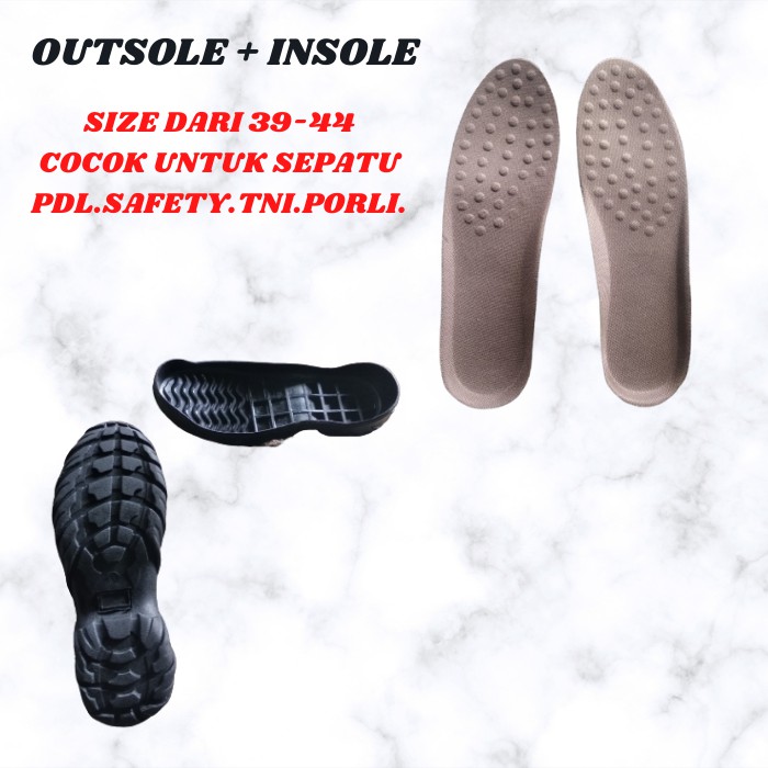 Outsole Karet Mentah Hitam Pdl Safety Paket Sol &amp; Insole
