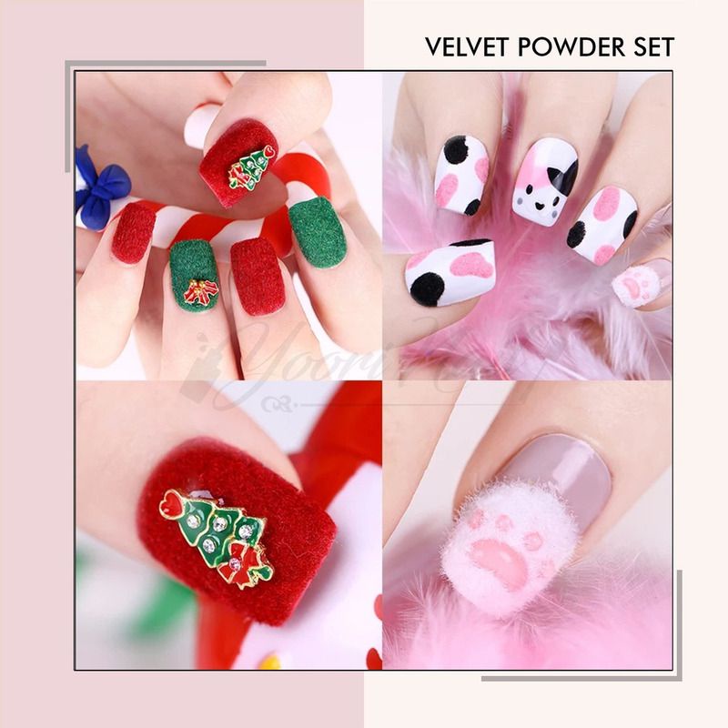 Bludru powder set bubuk velvet bludru nail art isi 12pcs