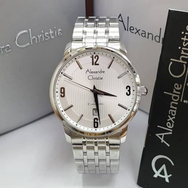 JAM TANGAN PRIA ALEXANDRE CHRISTIE AC 8327 SILVER WHITE ORIGINAL